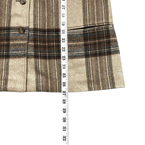 Evan Picone Blazer Jacket Women Size 12 Plaid Wool Blend Brown Career Casual Vtg - Picture 9 of 13